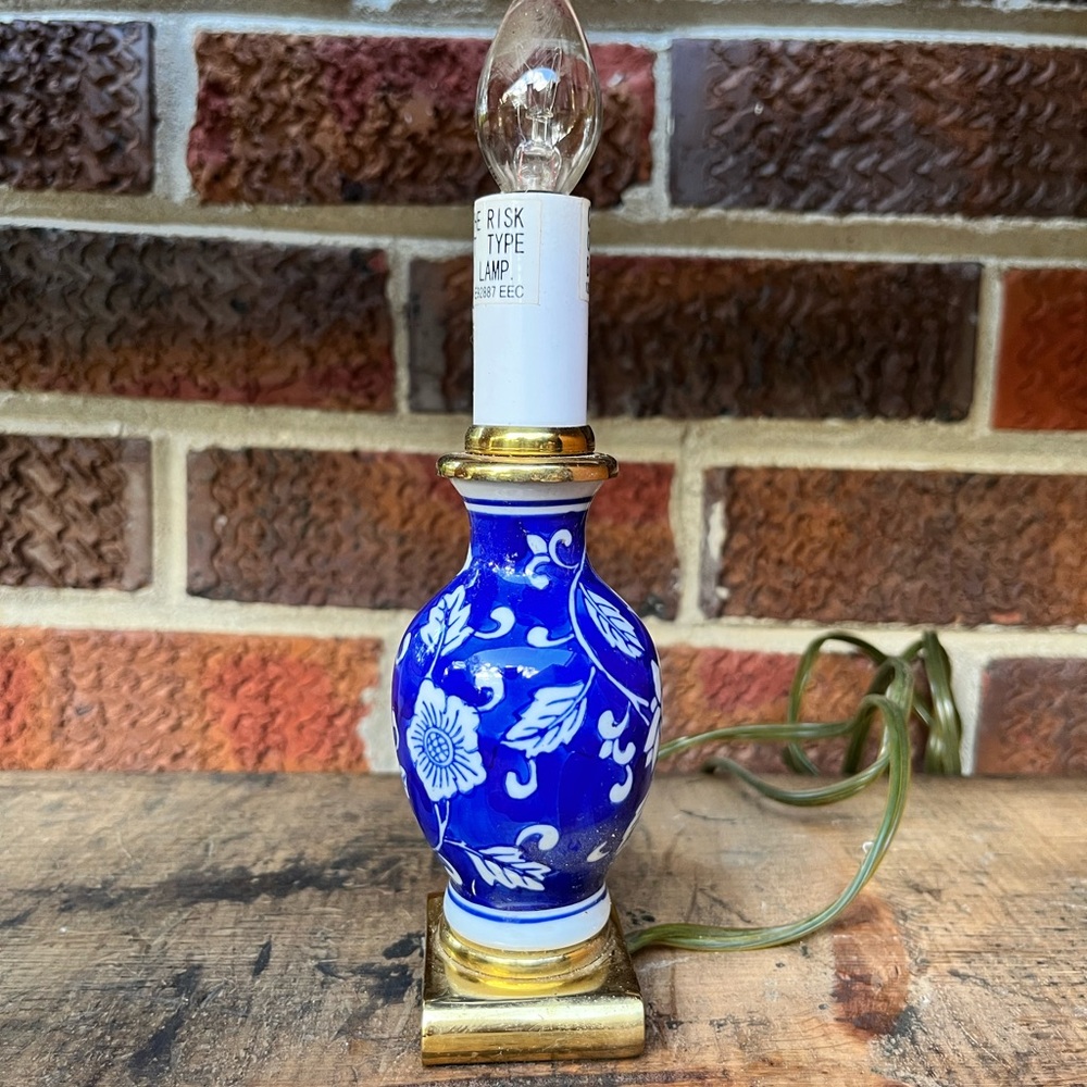 Blue and White Floral night Lamp